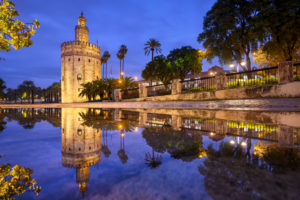 Torre del Oro in Seville, Andalusia, Spain at night Torre del Oro in Seville, Andalusia, Spain at night